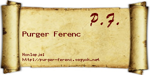 Purger Ferenc névjegykártya